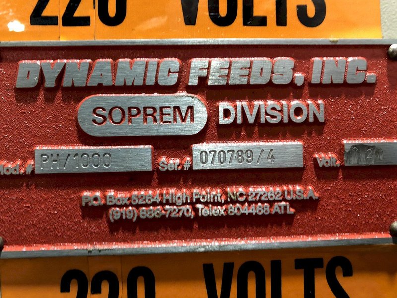 3,500 LB X 40" DYNAMIC FEEDS MODEL #PH-1000 MOTORIZED PALLET TYPE HORIZONTAL COIL REEL DECOILER: STOCK #17300