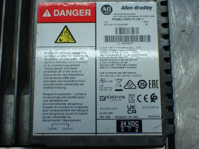 ALLEN-BRADLEY PANELVIEW PLUS 7 OPERATOR PANEL  -  2711P-T7C22D9P