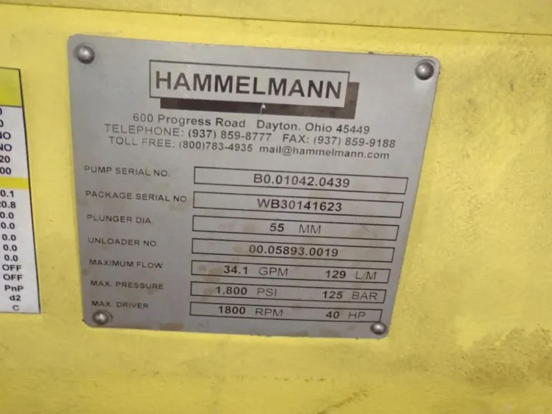 HAMMELMANN 40 HP PISTON PUMP