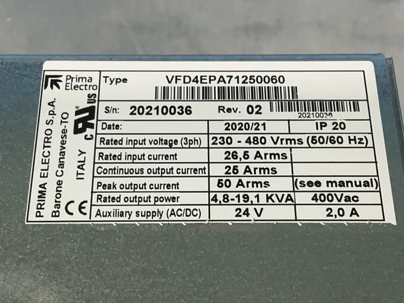 PRIMA ELECTRO SERVO DRIVE  -  VFD4EPA71250060