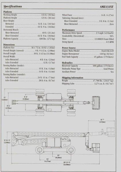 125' GROVE MODEL AMZ-131XT DIESEL POWERED OFF-ROAD MANLIFT: YOBRO #25206