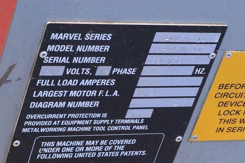 18" X 22" MARVEL Tilt Frame Vertical Bandsaw, Model Series 8 Mark II