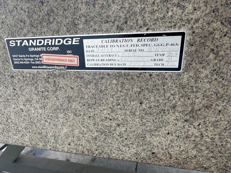 70&quot; X 74&quot; 12&quot; STANDBRIDGE GRANITE SURFACE PLATE: STOCK #77848