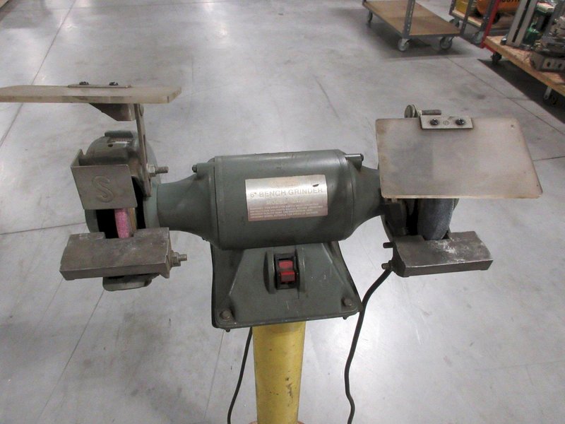 Dayton 4Z123F 6" Double End Pedestal Grinder, 115V Single Phase with Adjustable Work Tables and Safety Guards- Auction Item