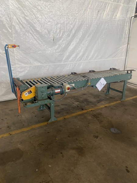 24" X 120" x 30" HYTROL MODEL # 138-ACC POWERED ROLLER CONVEYOR. STOCK # 0640123.