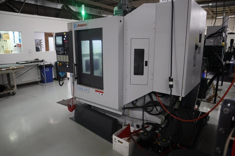 Hardinge-Bridgeport Model V480 APC Vertical Machining Center with 2-Station Automatic Pallet Changer, 10K Spindle, Probing System, Chip Conveyor