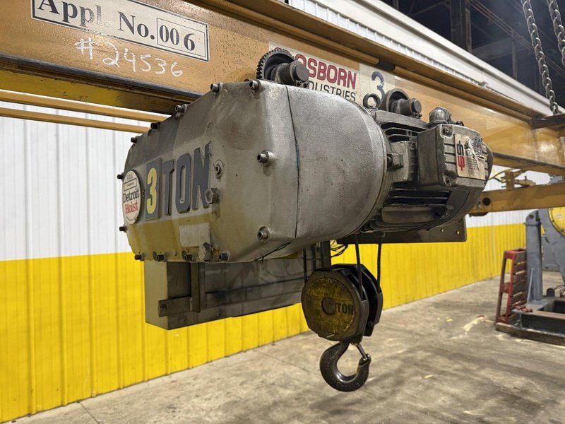 3 TON X 20' OSBORN SINGLE GIRDER CRANE W/ DETROIT HOIST: YOBRO #24536