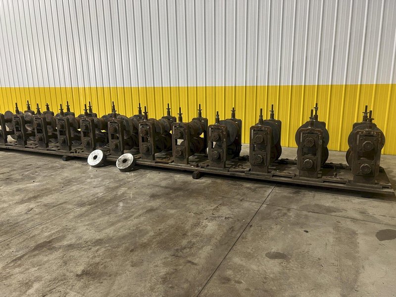 12 STAND X 3&quot; ARBOR X 20&quot; ROLLSPACE ASC RAFTED ROLLFORMER STANDS ON 3 BASES: STOCK #19936