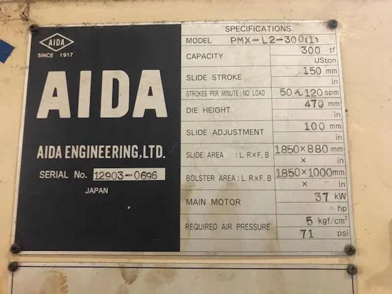 AIDA 330 TON SSDC PRESS, STOCK# 14003J