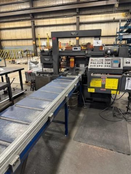 14″ x 20″ HEM DC 1420 HA-C Dual Column Horizontal Bandsaw, 2009 – Bundling Attachment, Shuttle Tables