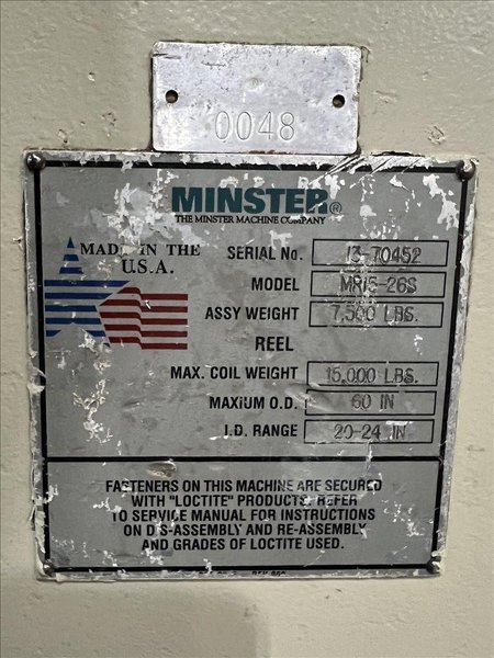 MINSTER Complete Coil Feed Line 15,000 Lbs. x 26&quot; Wide
