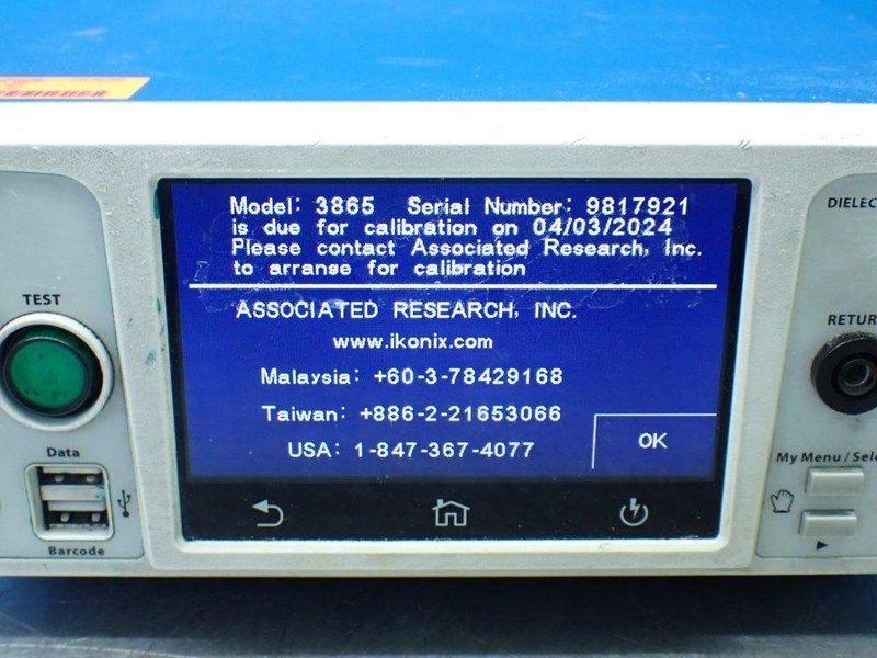 ASSOCIATED RESEARCH HYPOT SERIES DIELECTRIC WITHSTAND TESTER.   -  3865