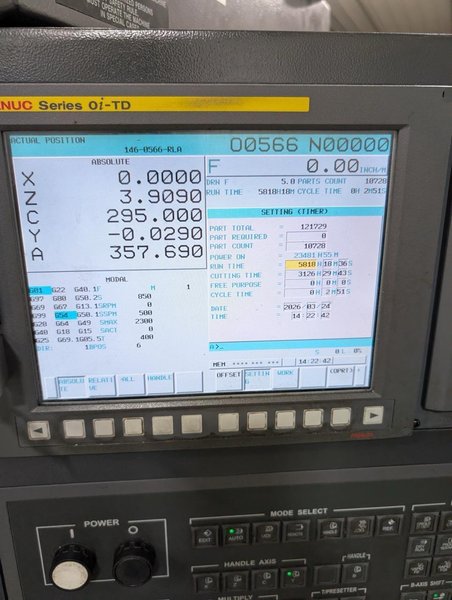 Hwacheon T2-1T YSMC Multi-Axis CNC Lathe, 2012 – Fanuc 0i-TD Control, High Pressure Pump, Chip Conveyor, Sub Spindle