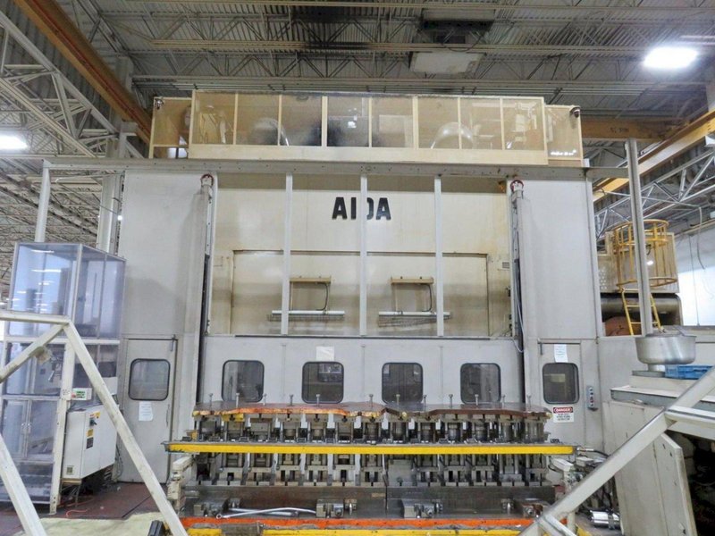 500 metric Ton Aida TMX-S2 Straight Side Double Crank Mechanical Progressive Die Metal Stamping Press, Year 1995