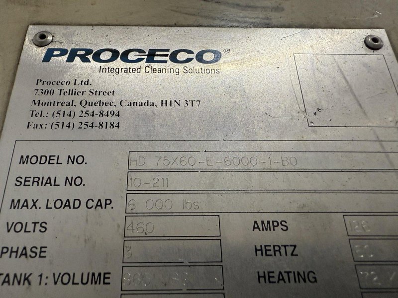 75&quot; x 60&quot; PROCECO MODEL #HD-75X60-E-6000-1-BO HEAVY DUTY ROTARY TABLE PARTS WASHER: YOBRO #24050