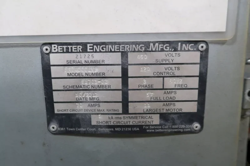 40" X 60" BETTER ENGINEERING MODEL #FRD4000LXP 3-STAGE HEATED PARTS WASHER: YOBRO #25050