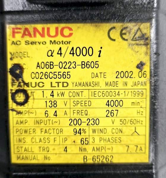 FANUC A06B-0223-B605 Servo Motor USED
