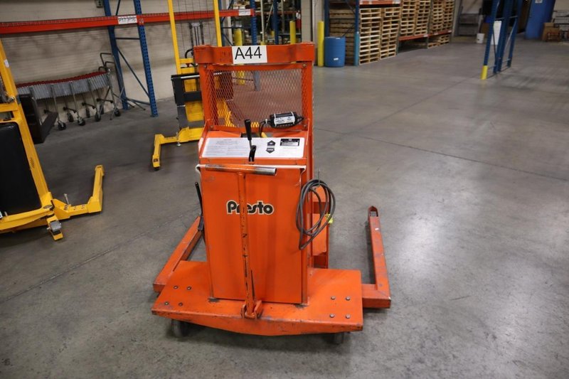 Presto WPS5036-20 Electric Stacker Lift Truck, 2,000# Cap, 36&quot; Lift Height, 42&quot; Forks, 50&quot; Between Outriggers, 12 Volt Battery and Charger- Auction Item