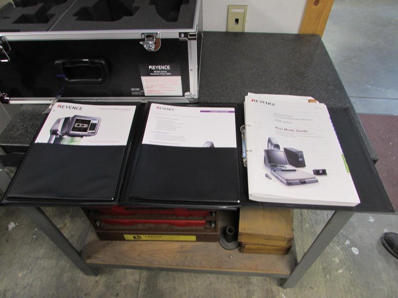 Keyence XM-M1200 Coordinate Measuring System with XM-P1000 Probe, XM-1600 Handheld Controller, XM-S1200 Base and Movable Stage, Software, XM-C1000 Computer Unit and  Monitor Screen