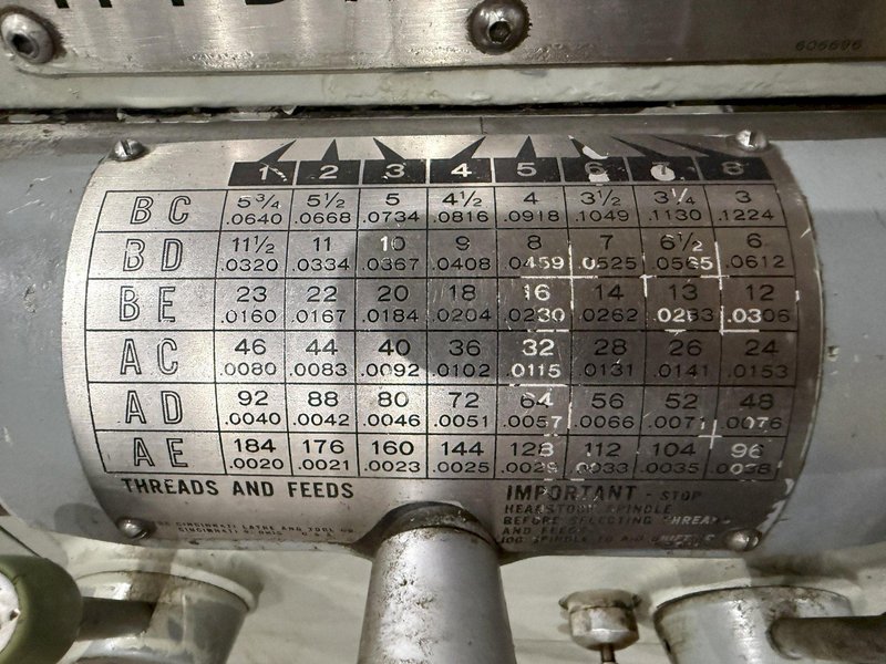10" X 36" CINCINNATI MODEL #10-36 HYDRASHIFT ENGINE LATHE : YOBRO #25984