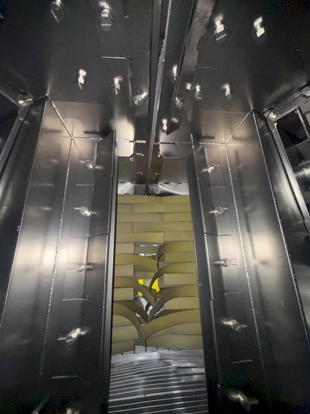 36" x 48" x 8 WHEEL PANGBORN ROTOBLAST PASS THROUGH HANGING CONVEYOR SHOT BLAST MACHINE: YOBRO #24717