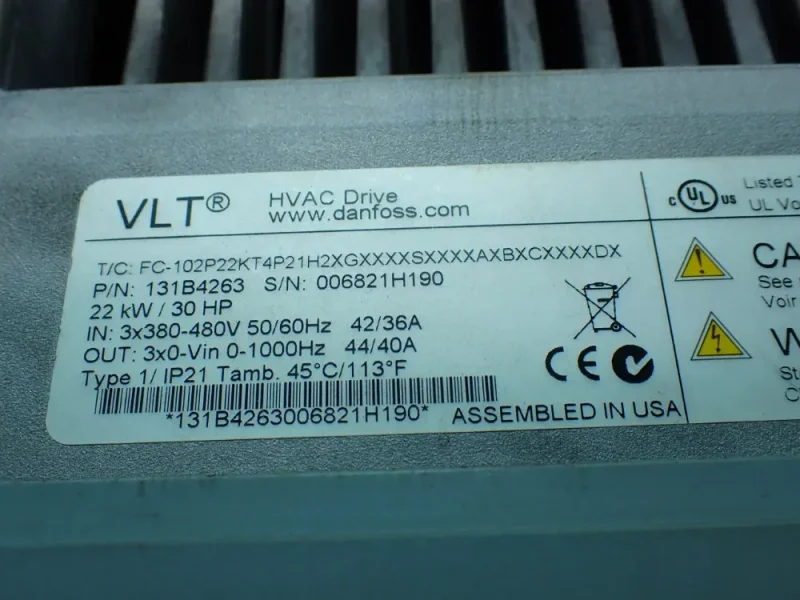 DANFOSS 30HP VLT HVAC DRIVE UNIT  -  131B4263