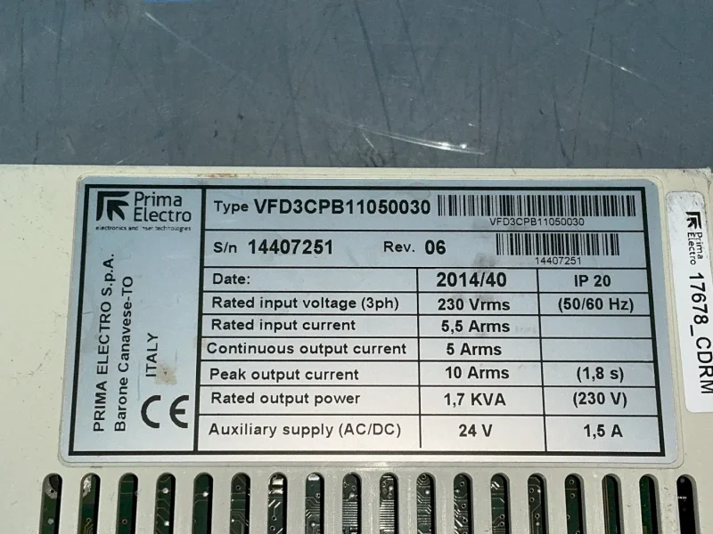 PRIMA ELECTRO SERVO DRIVE  -  VFD3CPB71050030