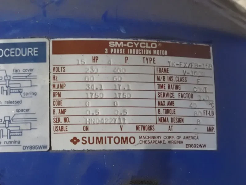 SUMITOMO DRIVE TECHNOLOGIES 15 HP GEAR DRVE   -  LHYMS15-4D165B-Y1