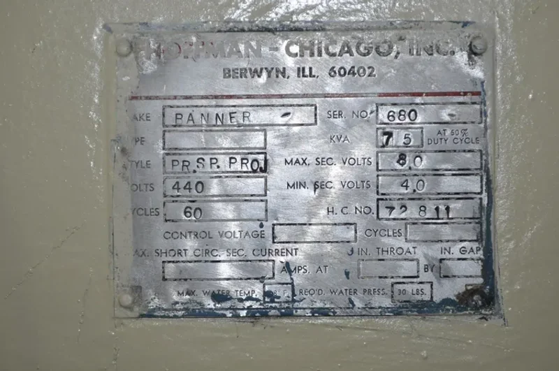 BANNER 75 KVA SPOT WELDER, STOCK# 14154J