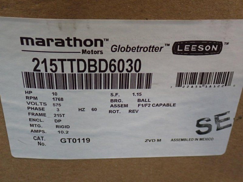 MARATHON MOTORS 10 HP MOTOR  -  215TTDBD6030