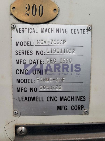 Used, LEADWELL MCV-760AP VMC