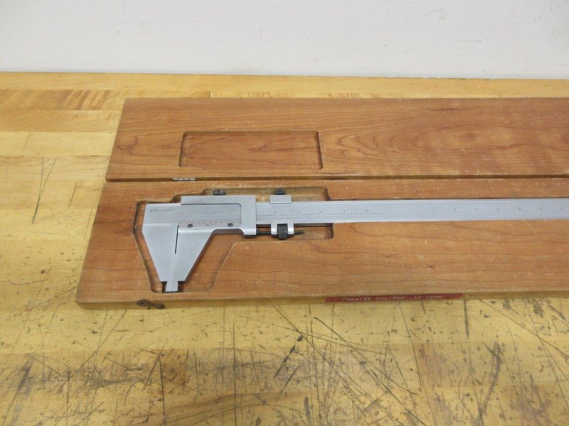 Scherr Tumico 36" Verneer Caliper in Wood Case, 1/1000" on Front, 1/50th mm on Barck Side- Auction Item