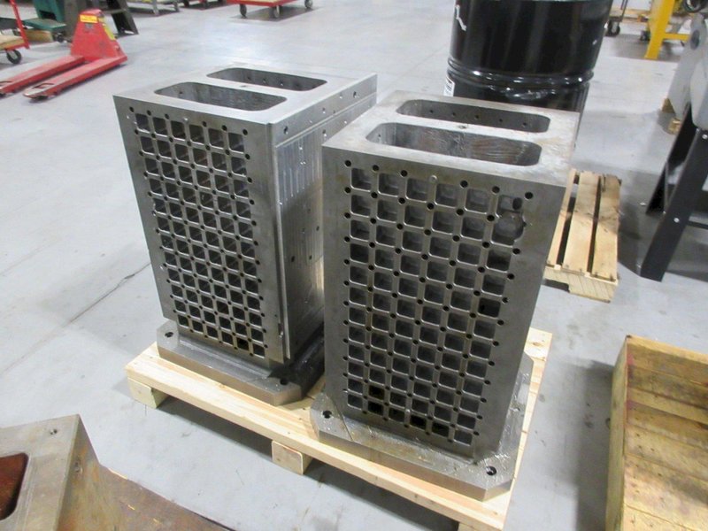 500mm Pallet (2pcs), 16" x 16" Square Tombstone with Mounting Grid of Pin and Threaded Holes, Pocketed to Lighten- Auction Item