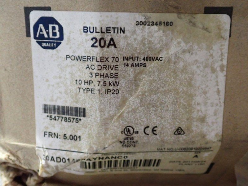 Allen Bradley  10 Hp Series A Powerflex70 - 20ad014a0aynanc0
