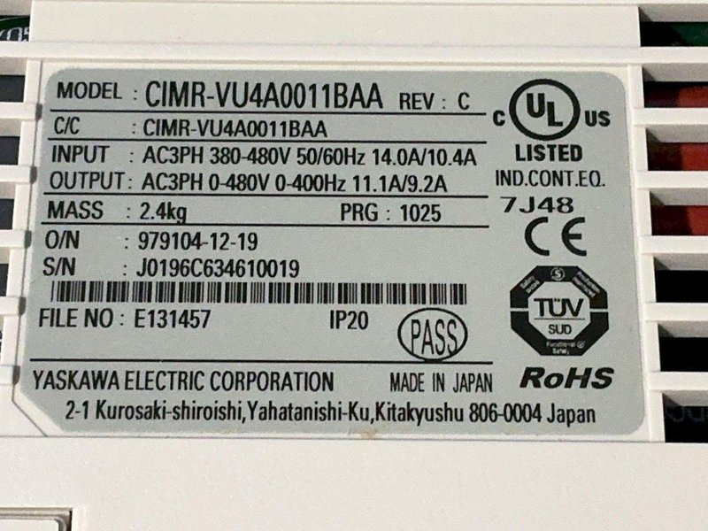 YASKAWA IMPULSE G+ MINI SERVO DRIVE  -  CIMR-VU4A0011BAA