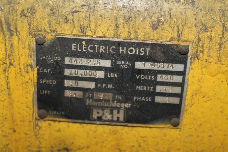 5 TON P &amp; H ELECTRIC HOIST WITH POWER TROLLY: STOCK #17650