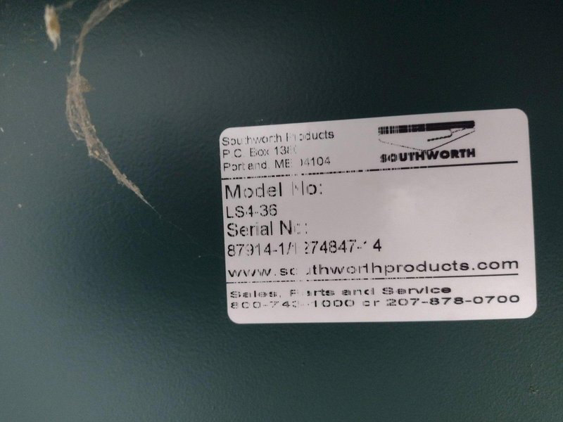 3800 LBS X 60" X 42" SOUTHWORTH MODEL #LS4-36 HYDRAULIC SCISSOR LIFT TABLE WITH ROLLER TOP, 110 VOLT: STOCK #20885