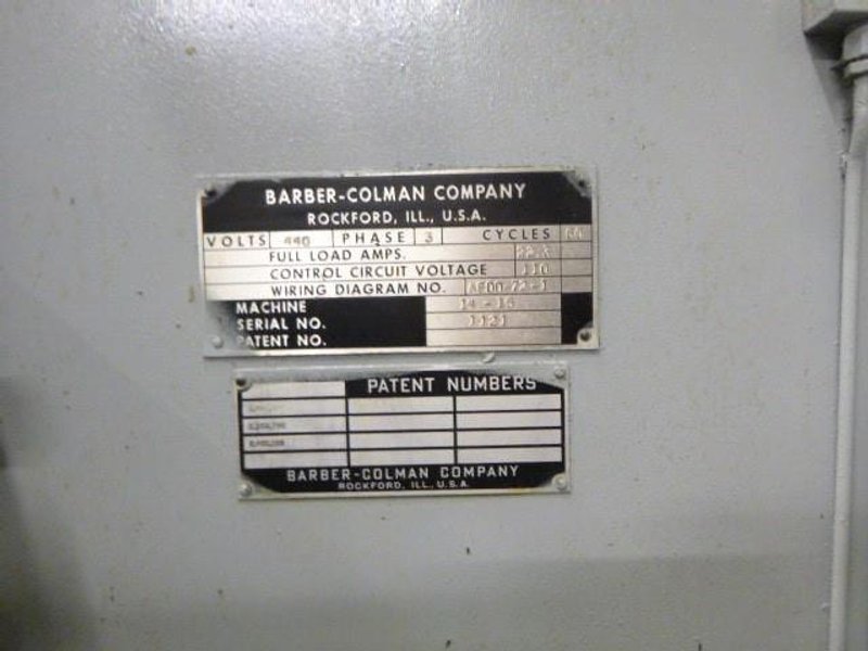 No. 14-15 Barber Colman Heavy Duty Full Cycling Hydraulic Gear Hobbing Machine