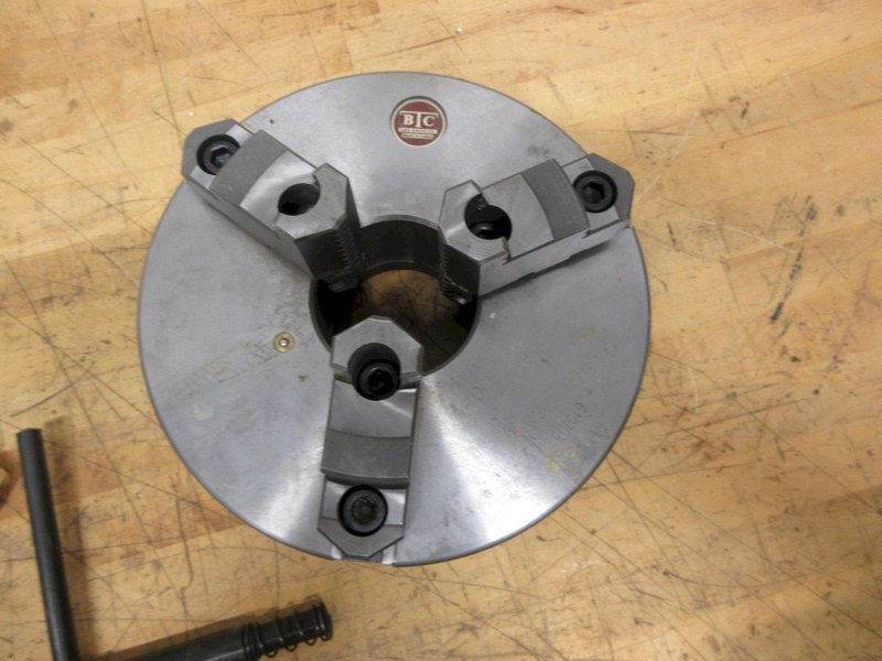 BTC 3-Jaw 10" Manual Lathe Chuck with T-Handle, Reversable Step Jaws and D1-8 Camlock Mounting ** Light Use In Box**- Auction Item