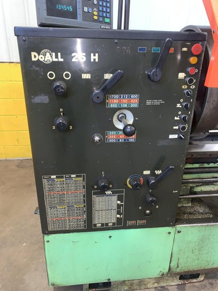 25&quot; X 120&quot; DOALL ROMI MODEL 25H GAP BED ENGINE LATHE W/ 4&quot; HOLE: STOCK #12892