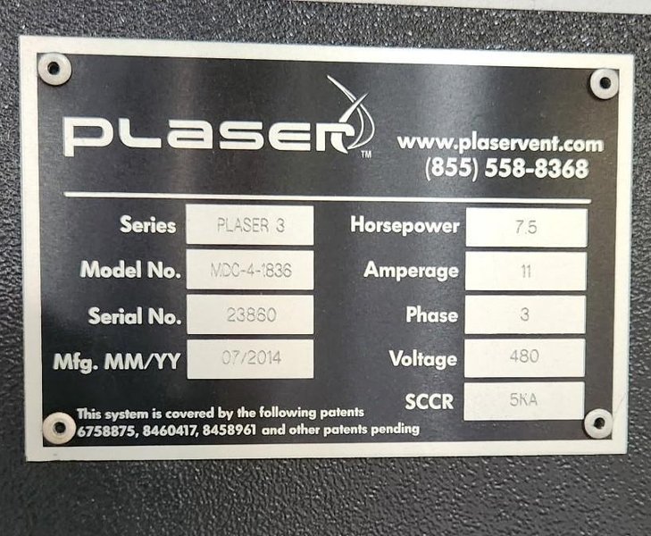 Robovent Plaser 3 Dust &amp; Fume Collector MDC-4-1836, 4100 CFM, Cartridge Type, 2014