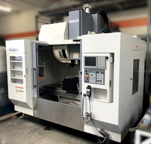 Akira Seiki SV1050 CNC 5-Axis Super Vertical Machining Center 2019 Chip Conveyor, With Detron GFA210 5-Axis Tilting Rotary Table