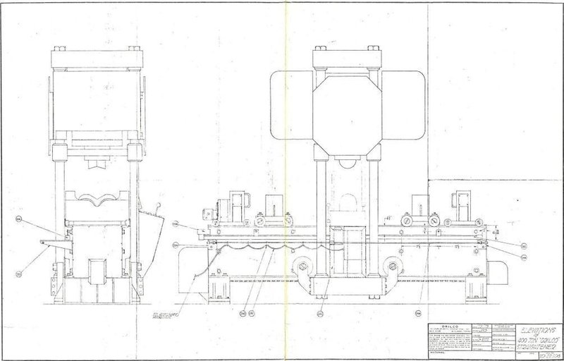 400 TON X 30' DRILCO TRAVELING HEAD HYDRAULIC STRAIGHTENING PRESS: STOCK #24953