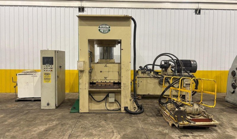 660 TON SUTHERLAND MODEL #HD1 HYDRAULIC 4 POST GUIDED RAM PRESS 15" STROKE: YOBRO #24088