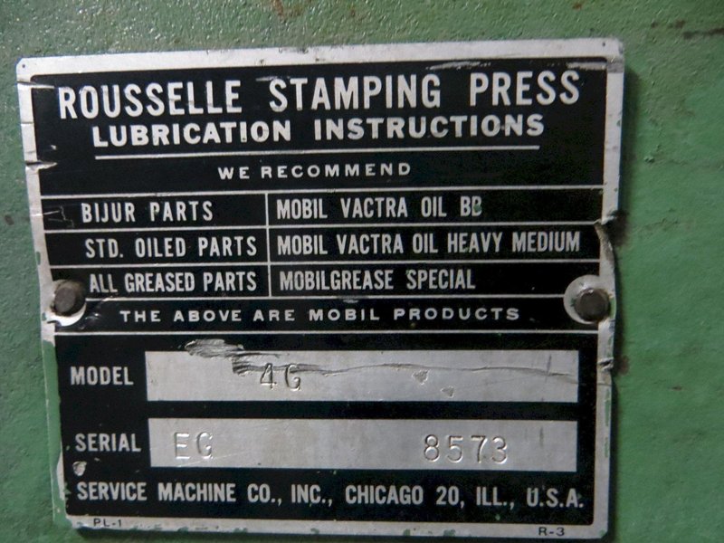 40 Ton Used Rousselle Gap Frame Mechanical Clutch Press Model 4G