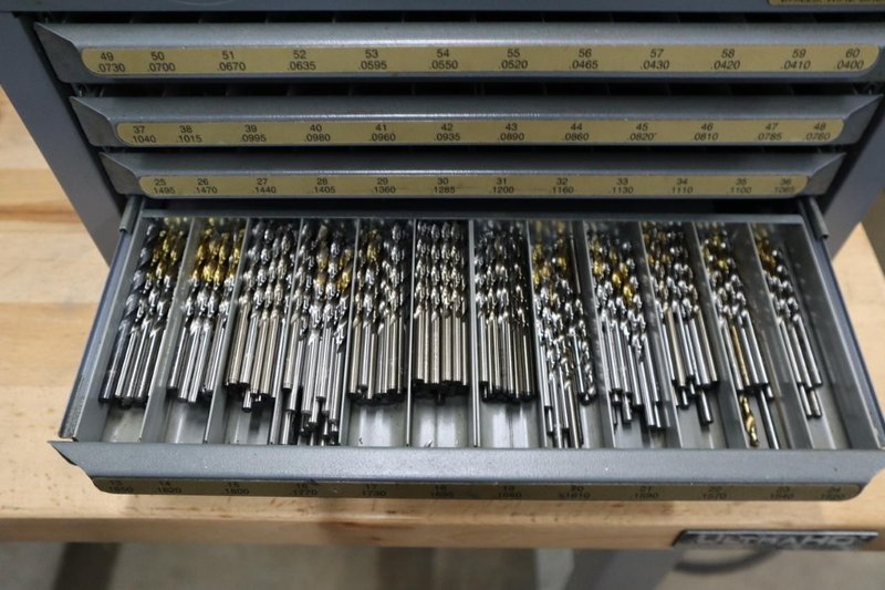 Huot Number Wire Guage Drill Index 5 Drawer- Auction Item