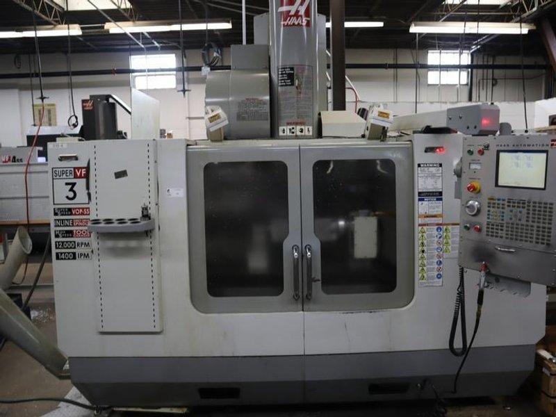 Haas VF-3SS CNC Vertical Machining Center, 12K Spindle, 24 Station SMTC, Probing, 4th-Axis Brushless Drive- Auction Item