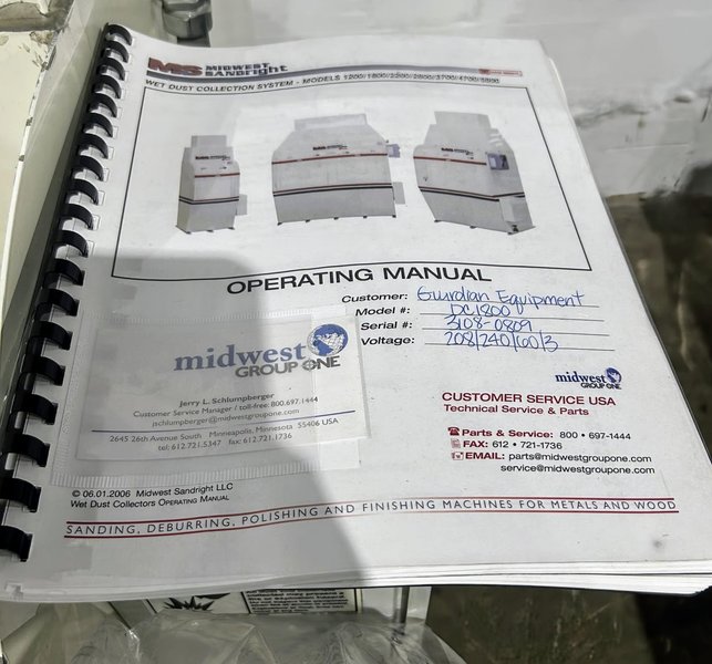 Midwest Sandright "Niagara" DC1800 Wet Dust Collector