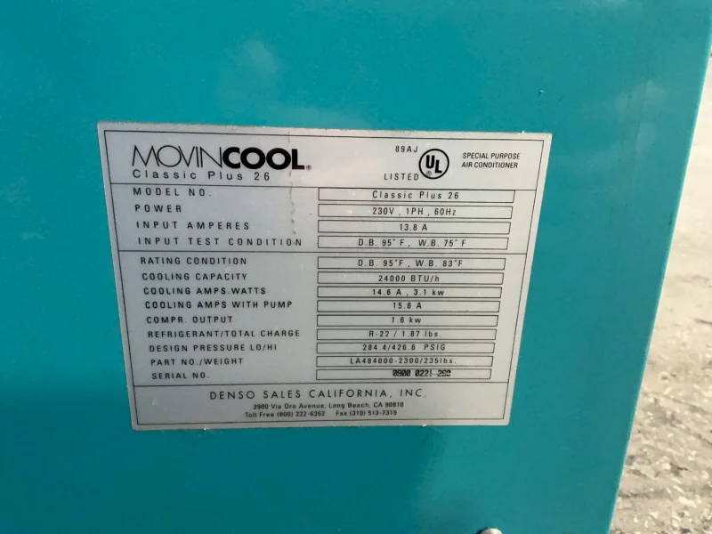 MOVINCOOL 24000 BTU/H SPOT COOLER  -  CLASSIC PLUS 26