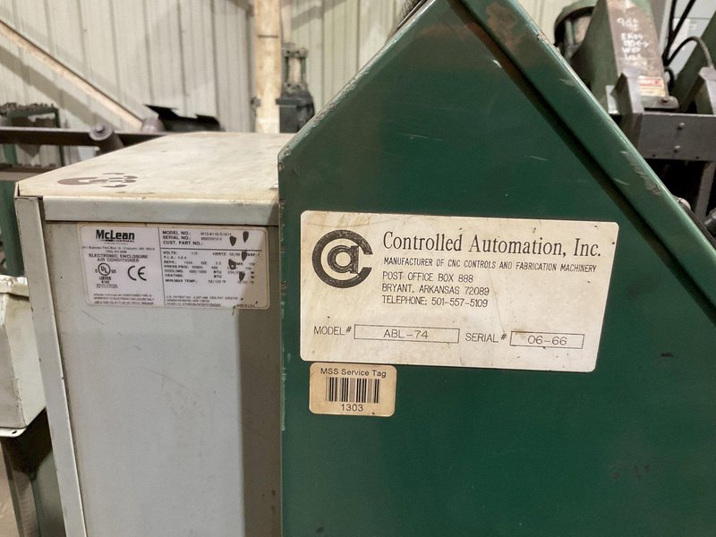 6" x 6" x 1/2" CONTROLLED AUTOMATION MODEL #ABL-74 AUTOMATIC ANGLE PUNCH &amp; SHEAR LINE: STOCK #24935